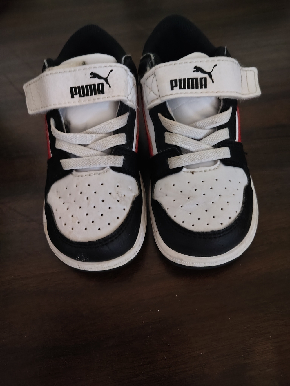 Puma Kids Black, White & Red Low-Top Sneakers